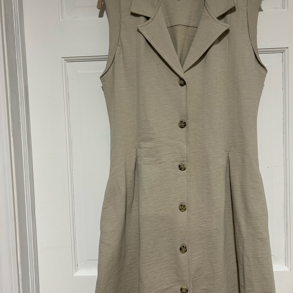 Grey State Beige Sleeveless Midi Dress